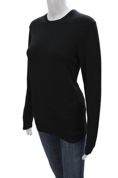 Zara Womens Pullover Sweater Black Crew Neck 100% Cotton Long Sleeve Size S