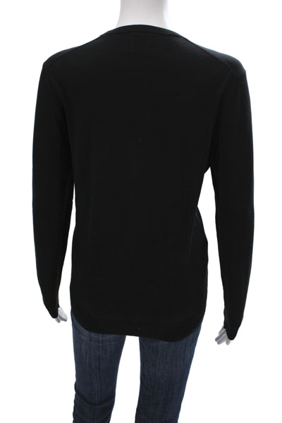 Zara Womens Pullover Sweater Black Crew Neck 100% Cotton Long Sleeve Size S