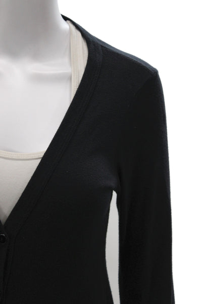Splendid Womens Cardigan Sweater Black V Neck Pima Cotton Long Sleeve Size XS