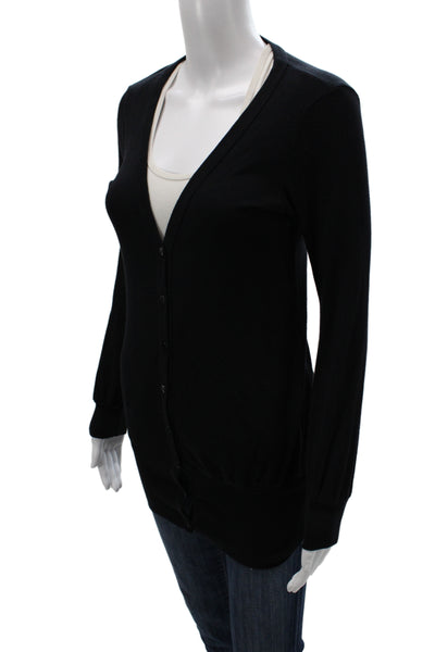 Splendid Womens Cardigan Sweater Black V Neck Pima Cotton Long Sleeve Size XS