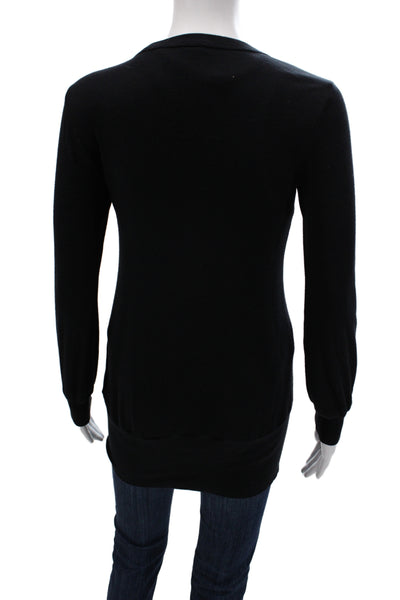 Splendid Womens Cardigan Sweater Black V Neck Pima Cotton Long Sleeve Size XS