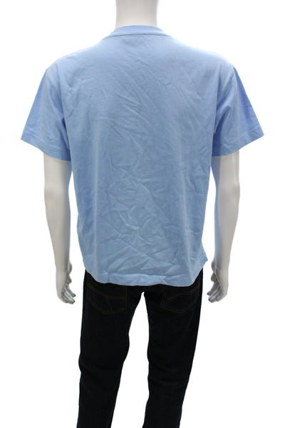 Zara Mens Basic Blue Cotton Crew Neck Short Sleeve T-Shirt Size S