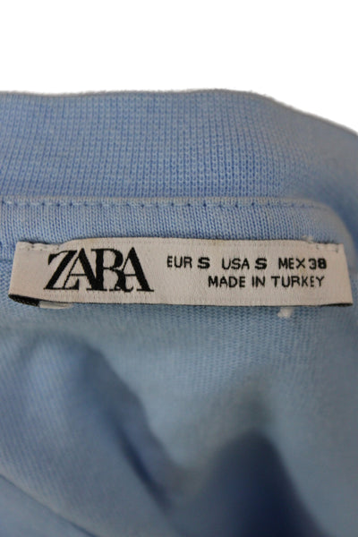 Zara Mens Basic Blue Cotton Crew Neck Short Sleeve T-Shirt Size S