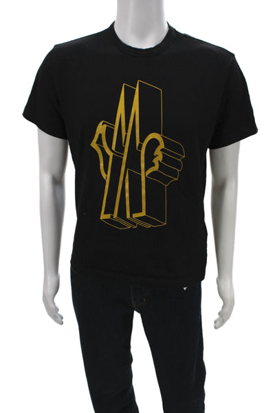 Moncler Mens Black Basic Crew Neck Graphic Cotton T-Shirt Size S