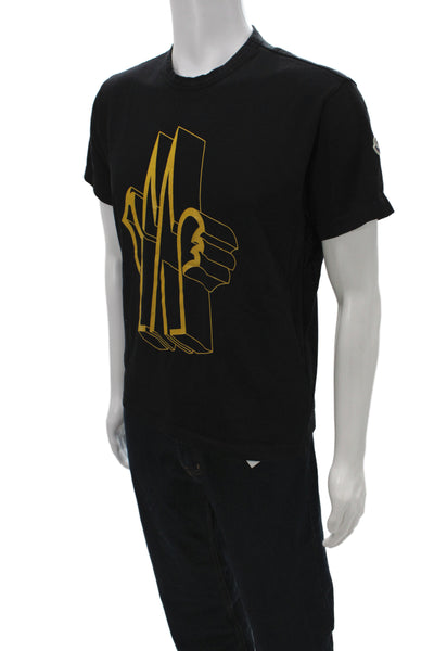 Moncler Mens Black Basic Crew Neck Graphic Cotton T-Shirt Size S