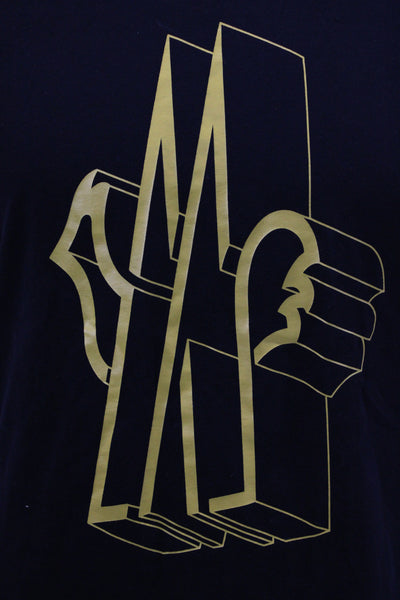 Moncler Mens Black Basic Crew Neck Graphic Cotton T-Shirt Size S