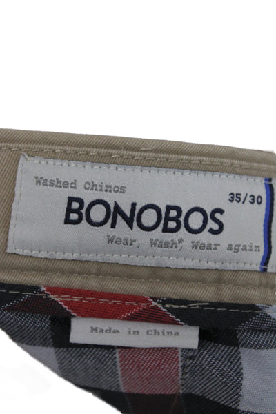 Bonobos Mens Chino Pants Beige 100% Cotton Button Inseam 30 Size 35