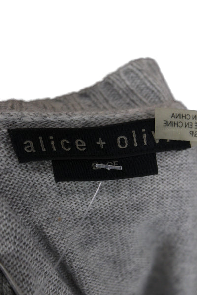 Alice + Olivia Women Pullover Sweater Gray Crew Neck Wool Size S