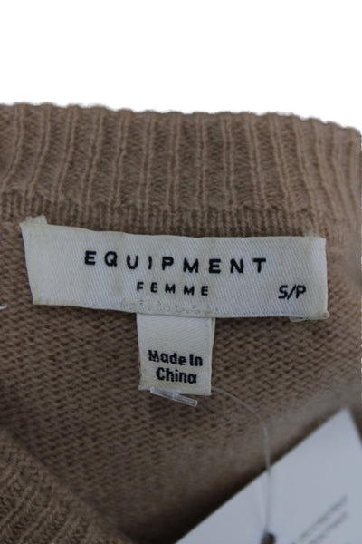 Equipment Femme Women Beige 100% Cashmere Crew Neck Pullover Long Sleeve Size S
