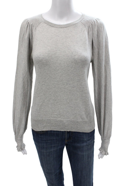 Joie Womens Gray Cotton Pullover Sweater Crew Neck Long Sleeve Size S