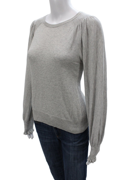 Joie Womens Gray Cotton Pullover Sweater Crew Neck Long Sleeve Size S