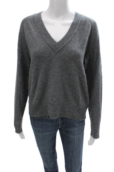 Equipment Femme Women Cashmere V-Neck Pullover Sweater Gray Long Sleeve Size XS