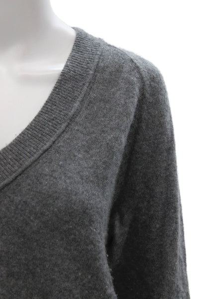 Equipment Femme Women Cashmere V-Neck Pullover Sweater Gray Long Sleeve Size XS