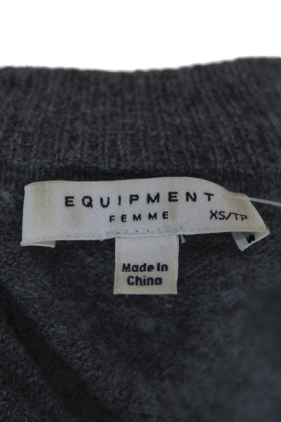 Equipment Femme Women Cashmere V-Neck Pullover Sweater Gray Long Sleeve Size XS