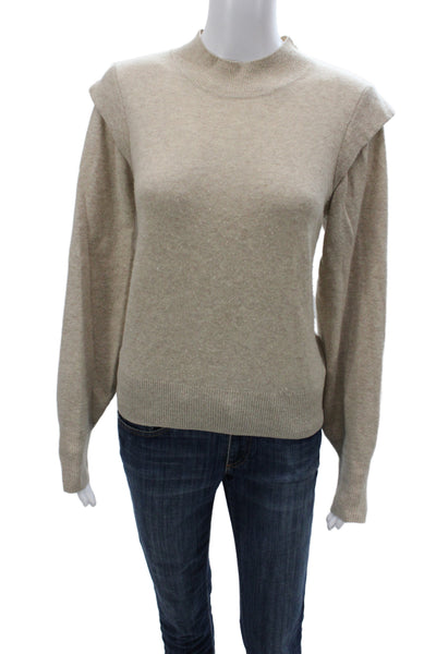 Joie Womens Beige Mock Neck Wool Pullover Sweater Long Sleeve Size M