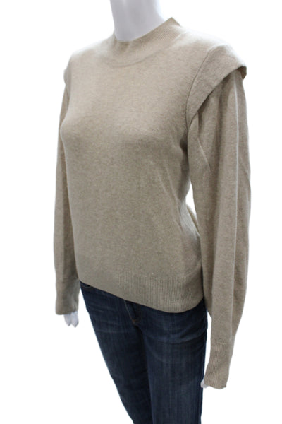 Joie Womens Beige Mock Neck Wool Pullover Sweater Long Sleeve Size M