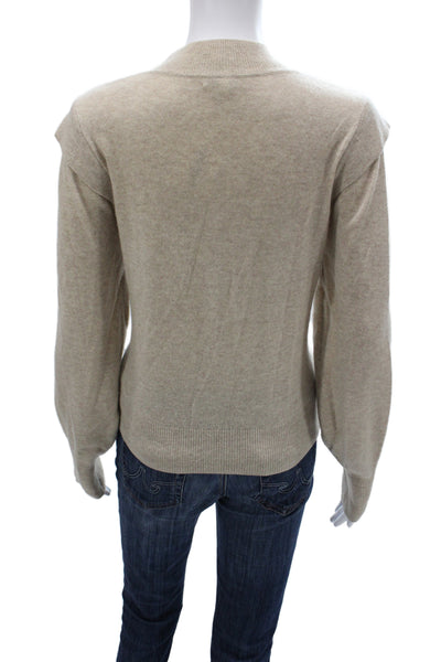 Joie Womens Beige Mock Neck Wool Pullover Sweater Long Sleeve Size M