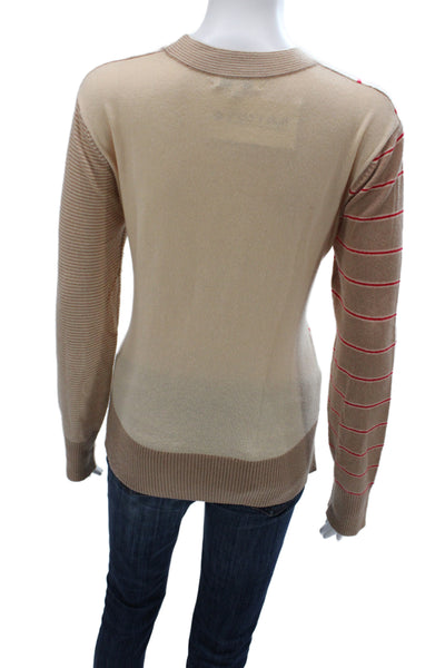 Equipment Femme Womens Beige Striped Cashmere Crewneck Pullover Sweater Size M