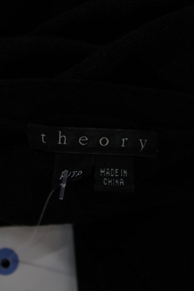 Theory Women Black Linen V-Neck Cardigan Long Sleeve Petite Size XS