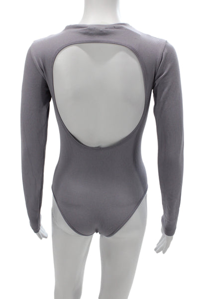 Zara Womens Gray Mock Neck One Piece Bodysuit Sleeveless Size XS