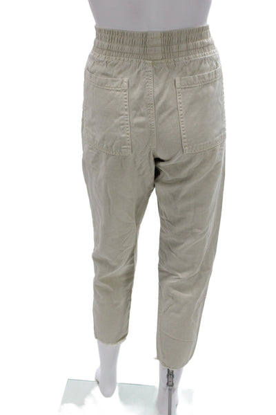 Zara Womens Ankle Pants Beige Lyocell Drawstring Size XS