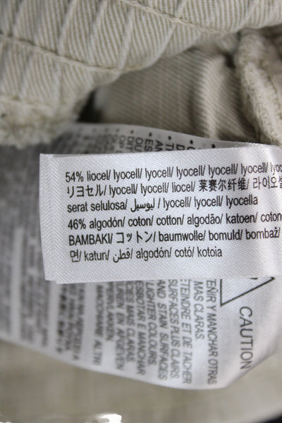 Zara Womens Ankle Pants Beige Lyocell Drawstring Size XS