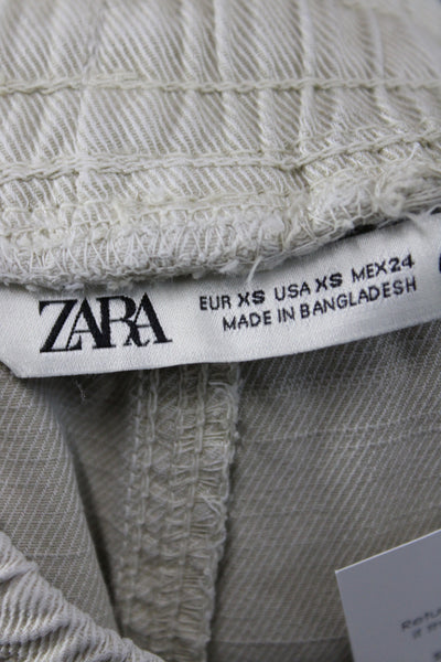 Zara Womens Ankle Pants Beige Lyocell Drawstring Size XS