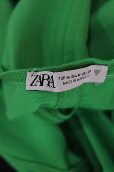 Zara Women Bodycon Midi Dress Green Square Neck Sleeveless Size M