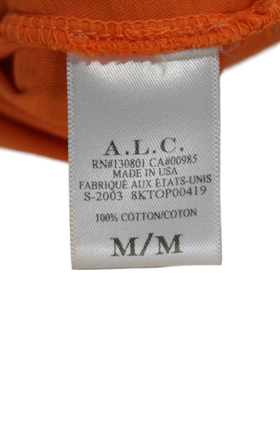 ALC Women Cropped Cotton Orange Crew Neck Short Sleeve T-Shirt Size M