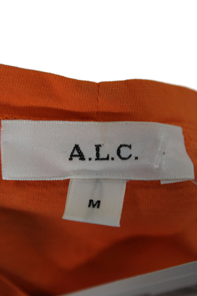 ALC Women Cropped Cotton Orange Crew Neck Short Sleeve T-Shirt Size M