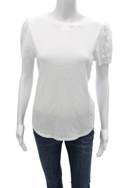 Generation Love Women Basic White Cotton Crew Neck Short Sleeve T-Shirt Size M