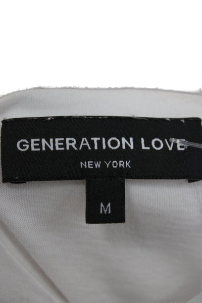 Generation Love Women Basic White Cotton Crew Neck Short Sleeve T-Shirt Size M