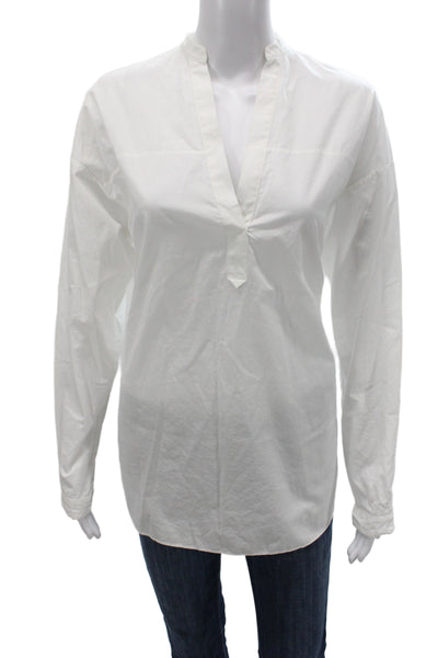 Rag & Bone Jean Women Tunic Blouse White V-Neck Long Sleeve 100% Cotton Size S