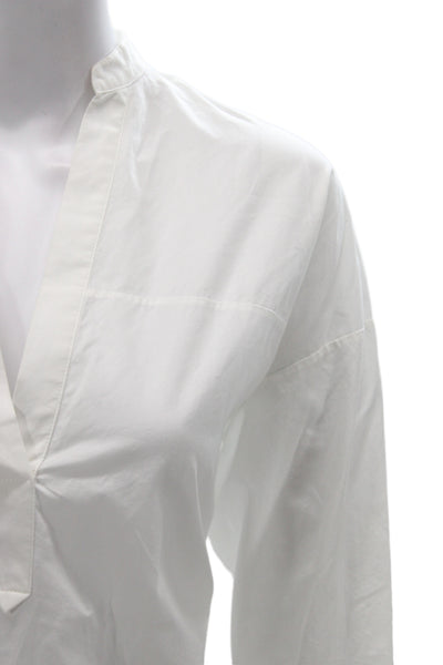 Rag & Bone Jean Women Tunic Blouse White V-Neck Long Sleeve 100% Cotton Size S