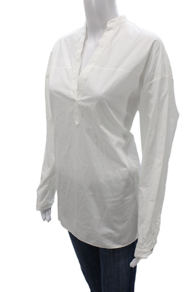 Rag & Bone Jean Women Tunic Blouse White V-Neck Long Sleeve 100% Cotton Size S