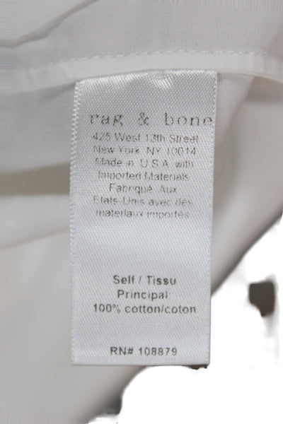 Rag & Bone Jean Women Tunic Blouse White V-Neck Long Sleeve 100% Cotton Size S