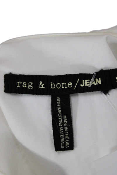 Rag & Bone Jean Women Tunic Blouse White V-Neck Long Sleeve 100% Cotton Size S