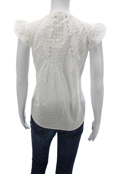 Tart Womens Basic White V-Neck Cotton Sleeveless Blouse Size M