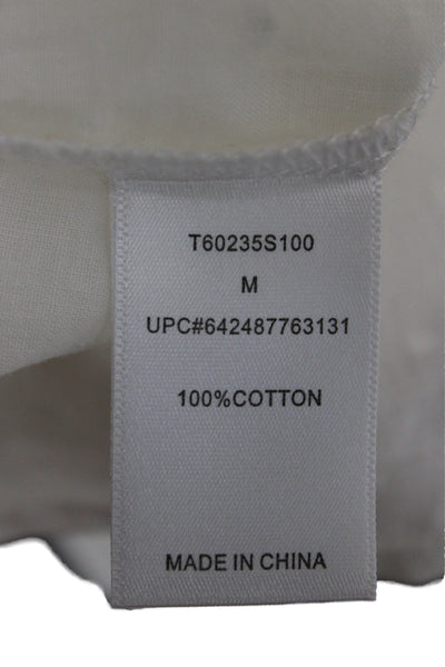 Tart Womens Basic White V-Neck Cotton Sleeveless Blouse Size M