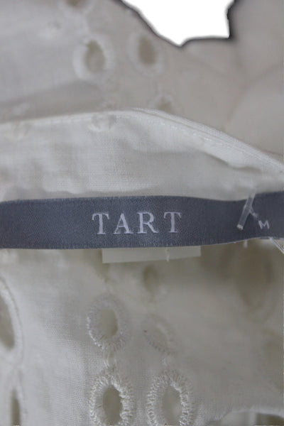 Tart Womens Basic White V-Neck Cotton Sleeveless Blouse Size M