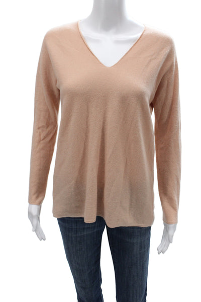 Vince Women Beige 100% Cashmere V-Neck Pullover Size S