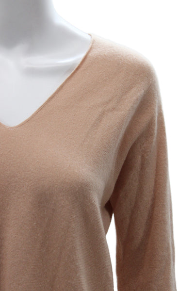 Vince Women Beige 100% Cashmere V-Neck Pullover Size S