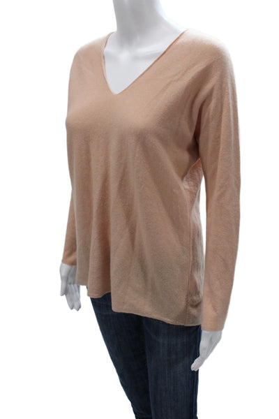 Vince Women Beige 100% Cashmere V-Neck Pullover Size S