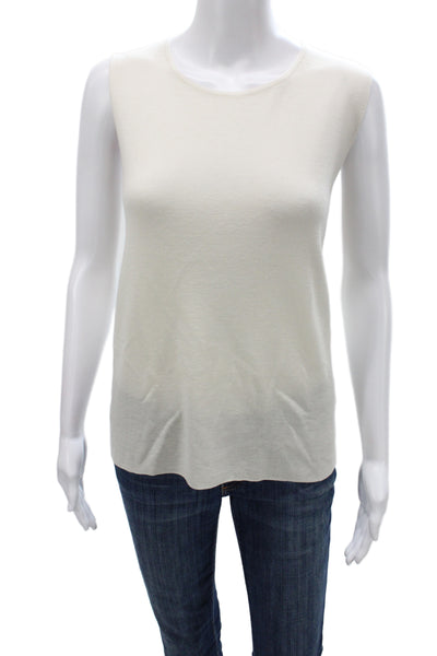 Eileen Fisher Women Pullover Ivory Merino Wool Sleeveless Size M
