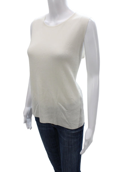 Eileen Fisher Women Pullover Ivory Merino Wool Sleeveless Size M