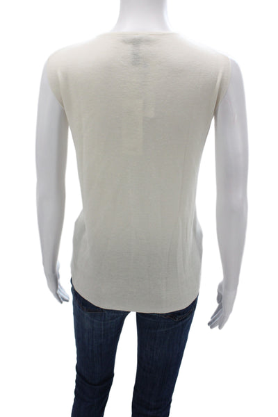Eileen Fisher Women Pullover Ivory Merino Wool Sleeveless Size M