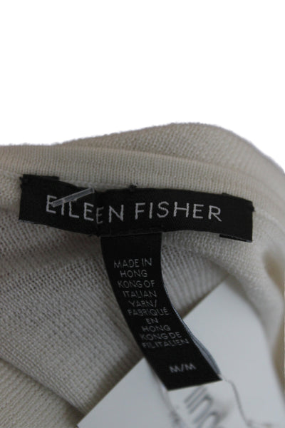 Eileen Fisher Women Pullover Ivory Merino Wool Sleeveless Size M