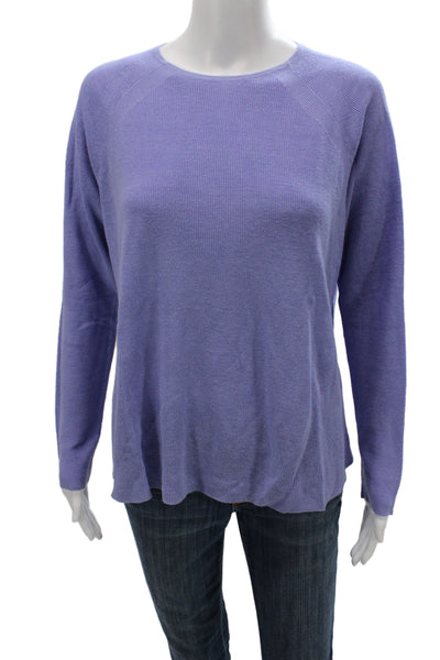 Eileen Fisher Women Pullover Sweater Purple Organic Linen Long Sleeve Size S