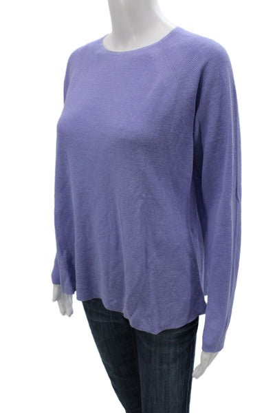 Eileen Fisher Women Pullover Sweater Purple Organic Linen Long Sleeve Size S