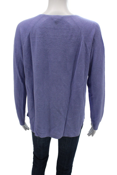 Eileen Fisher Women Pullover Sweater Purple Organic Linen Long Sleeve Size S